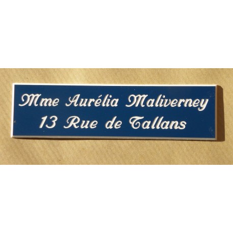 plaque de boite aux lettres,  porte, sonnette format 29 x 100 mm personnalisable 2 lignes "anglaise"