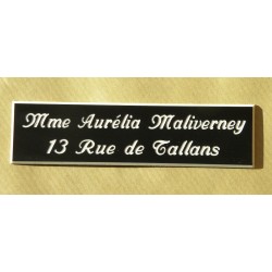 plaque de boite aux lettres,  porte, sonnette format 29 x 100 mm personnalisable 2 lignes "anglaise"