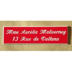 plaque de boite aux lettres,  porte, sonnette format 29 x 100 mm personnalisable 2 lignes "anglaise"