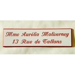 plaque de boite aux lettres,  porte, sonnette format 29 x 100 mm personnalisable 2 lignes "anglaise"