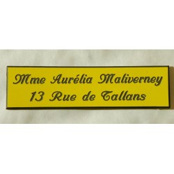 plaque de boite aux lettres,  porte, sonnette format 29 x 100 mm personnalisable 2 lignes "anglaise"