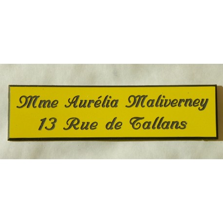 plaque de boite aux lettres,  sonnette format 25 x 100 mm personnalisable 2 lignes "anglaise"