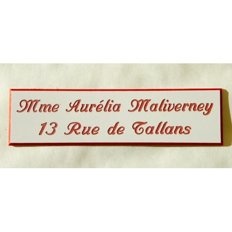 plaque de boite aux lettres,  sonnette format 25 x 100 mm personnalisable 2 lignes "anglaise"