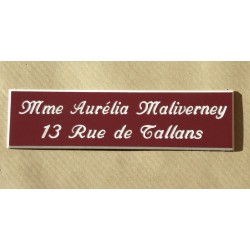 plaque de boite aux lettres,  porte, sonnette format 25 x 100 mm personnalisable 2 lignes "anglaise"