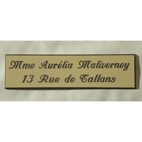 plaque de boite aux lettres,  porte, sonnette format 25 x 100 mm personnalisable 2 lignes "anglaise"