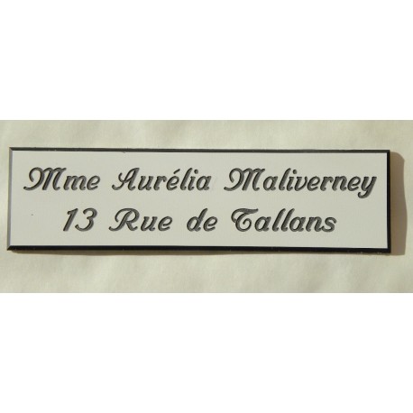 plaque de boite aux lettres,  porte, sonnette format 25 x 100 mm personnalisable 2 lignes "anglaise"