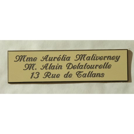 plaque de boite aux lettres,  porte, sonnette format 25 x 100 mm personnalisable 3 lignes "anglaise"