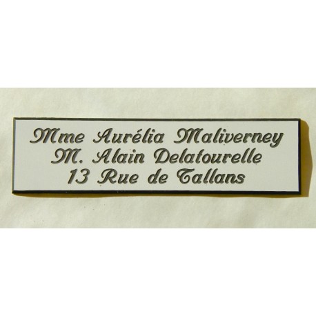 plaque de boite aux lettres,  porte, sonnette format 25 x 100 mm personnalisable 3 lignes "anglaise"