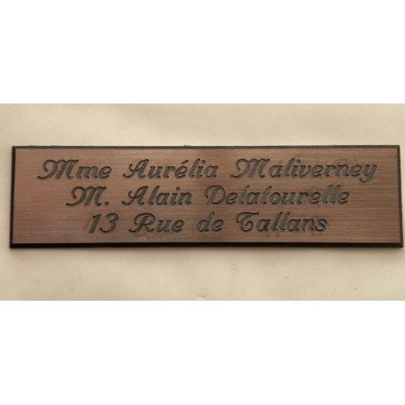 plaque de boite aux lettres,  porte, sonnette format 25 x 100 mm personnalisable 3 lignes "anglaise"