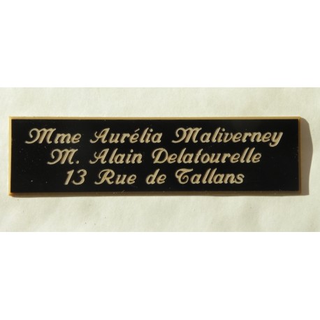 plaque de boite aux lettres,  porte, sonnette format 25 x 100 mm personnalisable 3 lignes "anglaise"