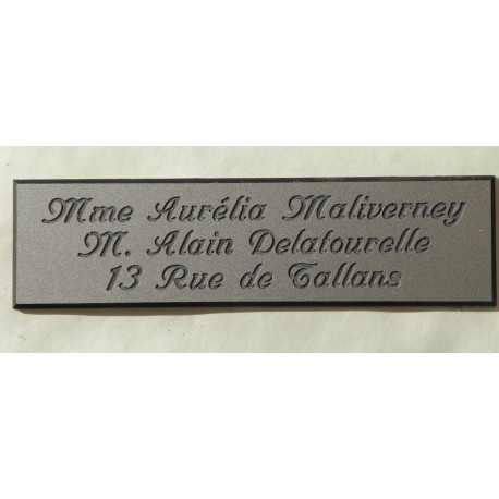 plaque de boite aux lettres,  porte, sonnette format 25 x 100 mm personnalisable 3 lignes "anglaise"