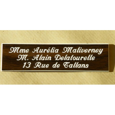 plaque de boite aux lettres,  porte, sonnette format 25 x 100 mm personnalisable 3 lignes "anglaise"