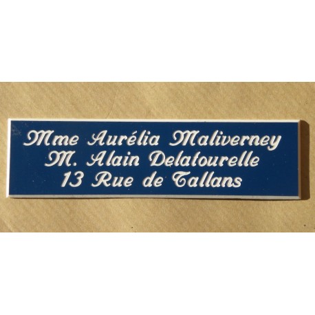 plaque de boite aux lettres,  porte, sonnette format 25 x 100 mm personnalisable 3 lignes "anglaise"