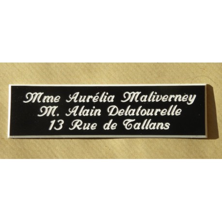plaque de boite aux lettres, format 25 x 100 mm personnalisable 3 lignes "anglaise"