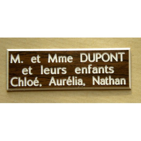 plaque de boite aux lettres,  sonnette format 20 x 60 mm personnalisable 3 lignes