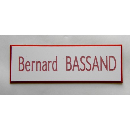 plaque de porte blanche et rouge format 50 x 150 mm personnalisable 1 ligne