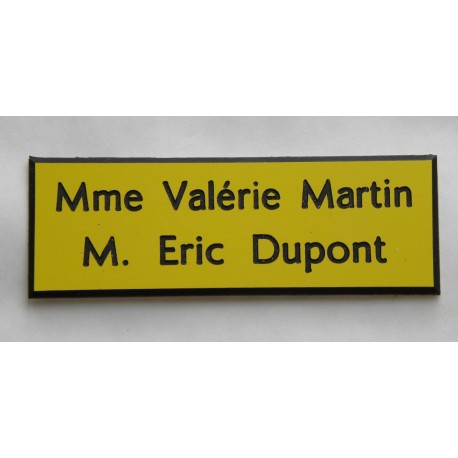 plaque de porte jaune format 50 x 150 mm personnalisable 2 lignes