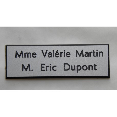 plaque de porte argentée format 50 x 150 mm personnalisable 2 lignes