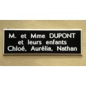 plaque de porte noire format 50 x 150 mm personnalisable 3 lignes