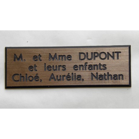 plaque de porte cuivre format 50 x 150 mm personnalisable 3 lignes