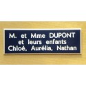 plaque de porte bleu marine format 50 x 150 mm personnalisable 3 lignes