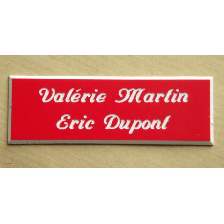 plaque de boite aux lettres,  sonnette format 20 x 60 mm personnalisable 2 lignes "anglaise"