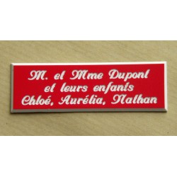 plaque de boite aux lettres,  sonnette format 20 x 60 mm personnalisable 3 lignes "anglaise"