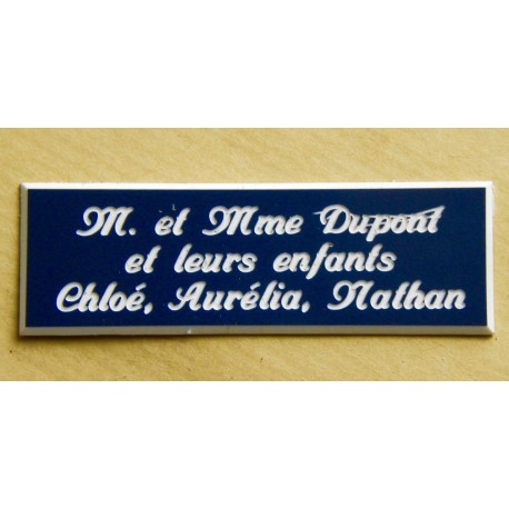plaque de boite aux lettres,  sonnette format 20 x 60 mm personnalisable 3 lignes "anglaise"