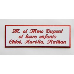 plaque de boite aux lettres,  sonnette format 20 x 60 mm personnalisable 3 lignes "anglaise"