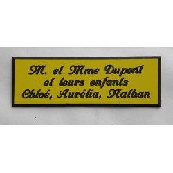 plaque de boite aux lettres,  sonnette format 20 x 60 mm personnalisable 3 lignes "anglaise"