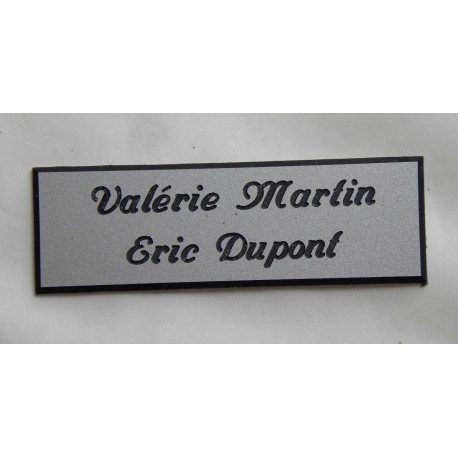 plaque de boite aux lettres,  sonnette format 25 x 75 mm personnalisable 2 lignes "anglaise"