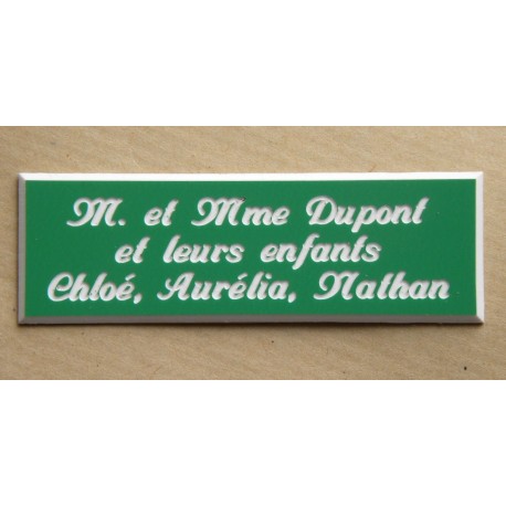 plaque de boite aux lettres,  sonnette format 25 x 75 mm personnalisable 3 lignes "anglaise"