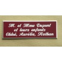 plaque de boite aux lettres,  sonnette format 25 x 75 mm personnalisable 3 lignes "anglaise"
