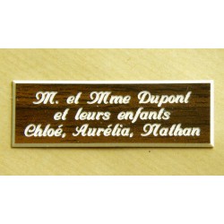 plaque de boite aux lettres,  sonnette format 25 x 75 mm personnalisable 3 lignes "anglaise"
