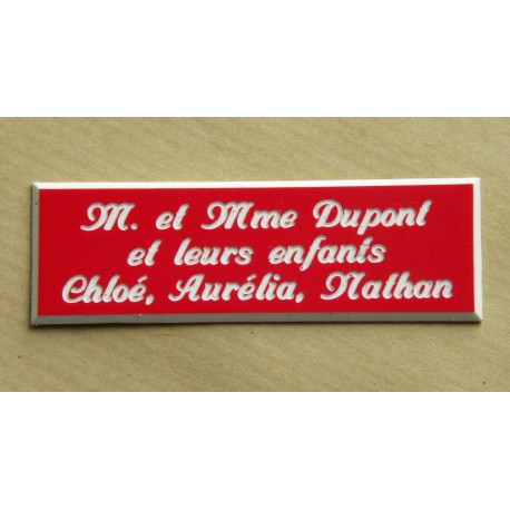 plaque de boite aux lettres,  sonnette format 25 x 75 mm personnalisable 3 lignes "anglaise"