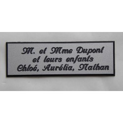 plaque de boite aux lettres,  sonnette format 25 x 75 mm personnalisable 3 lignes "anglaise"