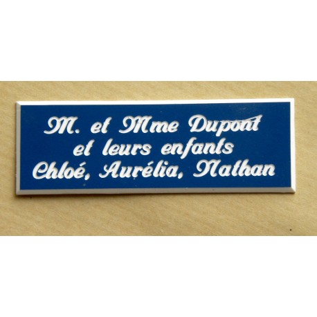 plaque de boite aux lettres,  sonnette format 25 x 75 mm personnalisable 3 lignes "anglaise"