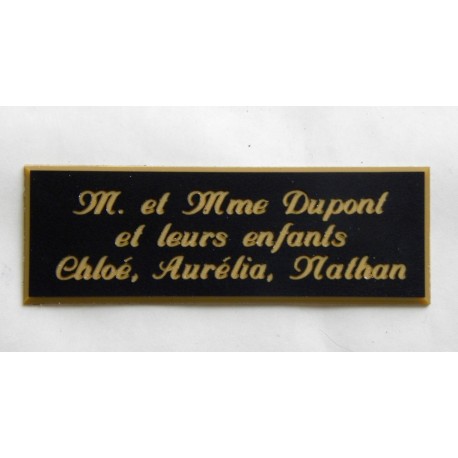plaque de boite aux lettres,  sonnette format 25 x 75 mm personnalisable 3 lignes "anglaise"