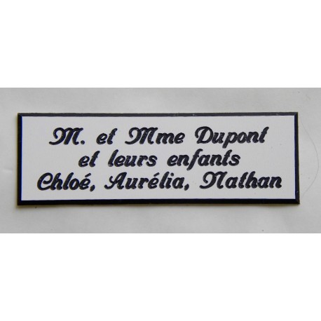 plaque de boite aux lettres,  sonnette format 25 x 75 mm personnalisable 3 lignes "anglaise"