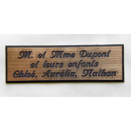 plaque de porte personnalisée "calligraphie" cuivre format 50 x 150 mm 3 lignes