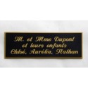 plaque de porte personnalisée "calligraphie" noire et or format 50 x 150 mm 3 lignes