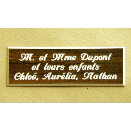 plaque de porte personnalisée "calligraphie" bois format 50 x 150 mm 3 lignes