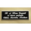 plaque de porte personnalisée "calligraphie" noire format 50 x 150 mm 3 lignes