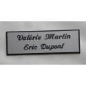 plaque de porte personnalisée "calligraphie" argentée format 50 x 150 mm 2 lignes