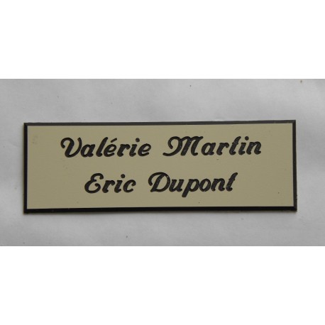 plaque de porte personnalisée "calligraphie" ivoire format 50 x 150 mm 2 lignes