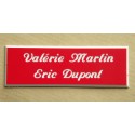 plaque de porte personnalisée "calligraphie" rouge format 50 x 150 mm 2 lignes
