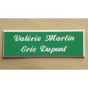 plaque de porte personnalisée "calligraphie" verte format 50 x 150 mm 2 lignes