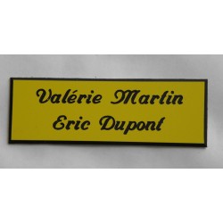 plaque de porte personnalisée "calligraphie" jaune format 50 x 150 mm 2 lignes
