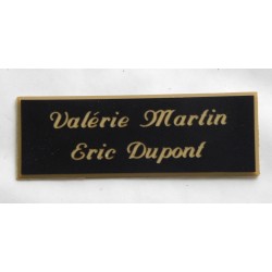 plaque de porte personnalisée "calligraphie" noire et or format 50 x 150 mm 2 lignes