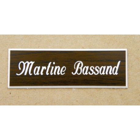 plaque de porte personnalisée "calligraphie" bois format 50 x 150 mm 1 ligne